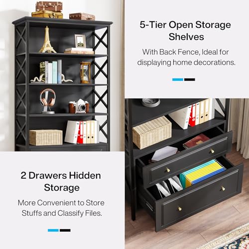 Tribesigns 2 Drawer File Cabinet with Shelves - Vertical Filing Cabinet for Home Office