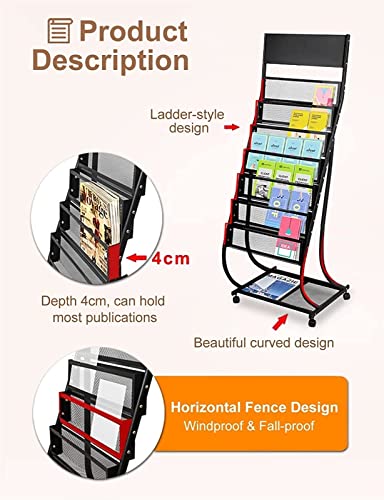 ArhaR Rolling Magazine Racks for Office/Reception Area - White
