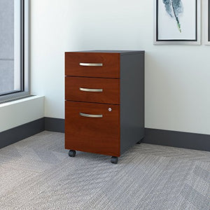 Bush Business Furniture Series C 3 Drawer Mobile File Cabinet & 72W Bowfront Desk Shell in Hansen Cherry