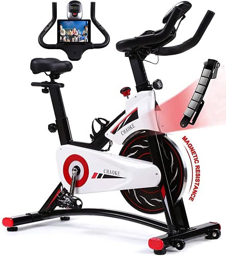 Exercise Bike, CHAOKE Indoor Cycling Bike, Stationary Bike Magnetic Resistance Whisper Quiet for Home Cardio Workout Heavy Flywheel & Comfortable Seat Cushion with Digital Monitor (2021 Upgraded)