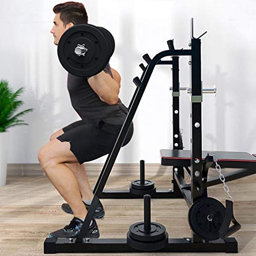 Xinqinghao Adjustable Olympic Workout Bench with Squat Rack, Leg Extension, Preacher Curl, and Weight Storage, Weight Bench for Full Body Fitness Home Gym Strength Training Equipment