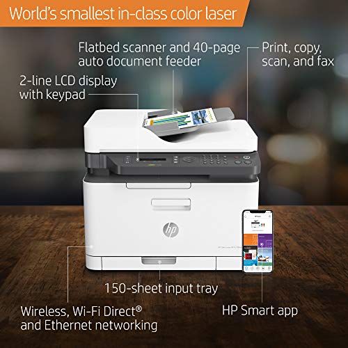 HP Color Laser 179Fnw Wireless All in One Laser Printer with Mobile Printing & Built-in Ethernet (4ZB97A)