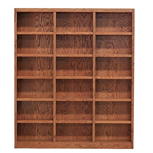 Home Square 84" Tall 18-Shelf Triple Wide Wood Bookcase in Dry Oak - Set of 2 by Home Square