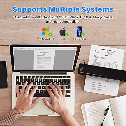 Phomemo M08F A4 Portable Printer, 2022 Upgrade Lightweight and Compact Thermal Mobile Printer, Wireless Printer for Travel, Vehicles, Office & School Compatible with Android and iOS Phone & Laptop