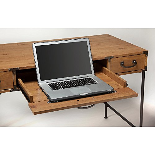 kathy ireland Home by Bush Furniture Ironworks 48W Writing Desk, 2 Drawer Mobile File Cabinet, 6 Cube Bookcase, and Lateral File Cabinet in Vintage Golden Pine