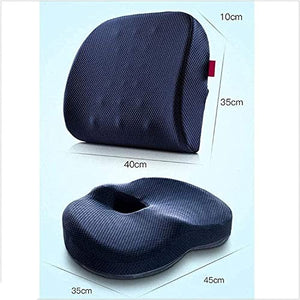 SMSOM Memory Foam Seat Cushion and Lumbar Support Pillow Set for Office Chair - Black