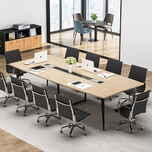 Tribesigns 8FT Large Boat Shaped Conference Table with Cable Grommets