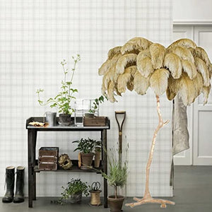 Generic Ostrich Feather Floor Lamp - Tall Standing Decorative Light (Camel Pink)