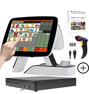 ZHONGJI All in One Cash Register with Built-in Thermal Printer Point of Sale System Touch Screen Retailer POS Software SET04