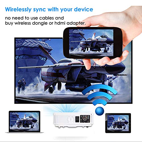 Wireless Bluetooth Projector Android WiFi 4400lm HD LED LCD Smart Video Proyector Support 1080P Airplay HDMI USB RCA VGA AV for Home Theater TV Outdoor Movie Smartphone DVD Game Consoles Laptops