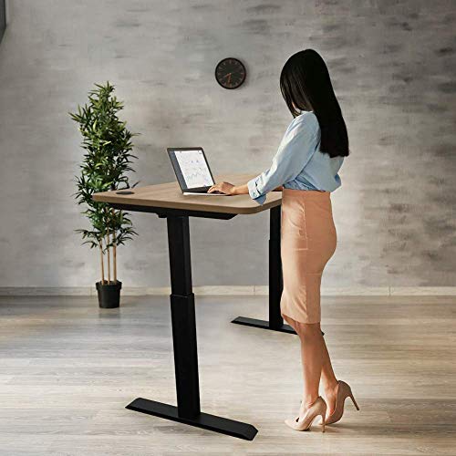 Electric Height Adjustable Workstation Standing Desk for Home Office with Pre-Set Memory LED Display Controller Black Top and Gray Legs 60 x 30 Inches