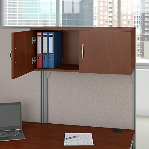 Office in an Hour 3 Person L Shaped Cubicle Workstations in Hansen Cherry
