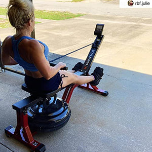 Stamina X Water Rower, Compact Rowing Machine with Heart Rate Transmitter and Multi-Function Monitor