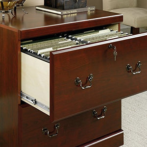Organize Your Files with This Traditional Style File Cabinet with 2 Drawers for Storage and Made in USA with Classic Cherry Finish Crafted from Fiberboard