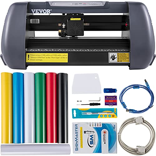 VEVOR Vinyl Cutter Machine, 375mm Vinyl Printer, Maximum Paper Feed 14 inch Plotter Printer with Adjustable Force and Speed Vinyl Cutting Machine for Sign Making Vinyl Plotter Cutter Machine