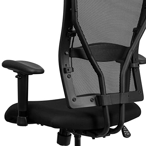 Offex Big and Tall Black Mesh Drafting Stool with Arms