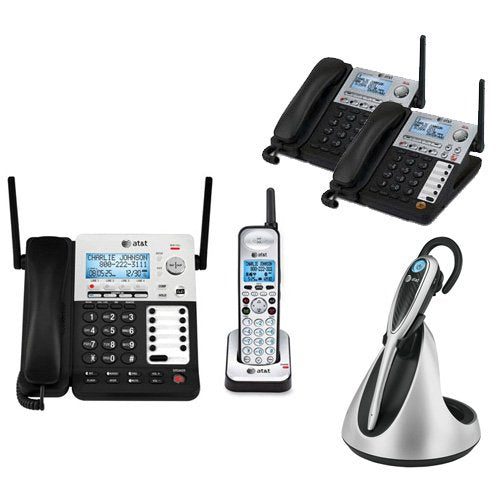 AT&T SB67138 + SB67148 + TL7800 4 Handset Corded Cordless Phone Wireless Headset Bundle (4 Line)