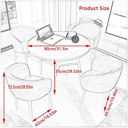 AkosOL Office Table and Chair Set - Business Dining Round Table Reception Negotiation Combination - Navy Blue 90cm