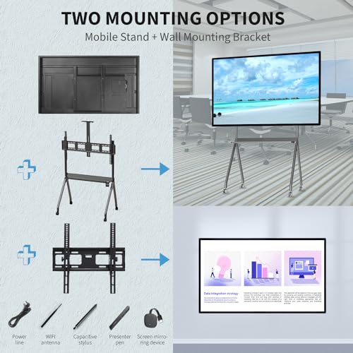 TouchWo 55" Touchscreen Smart Board, 4K Interactive Whiteboard with Android 11 - 4GB RAM, 32GB ROM
