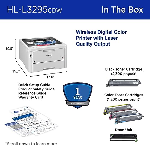 Brother HL-L3295CDW Wireless Color Laser Printer | Duplex, NFC, Mobile & Ethernet Connectivity | Amazon Dash Replenishment Ready