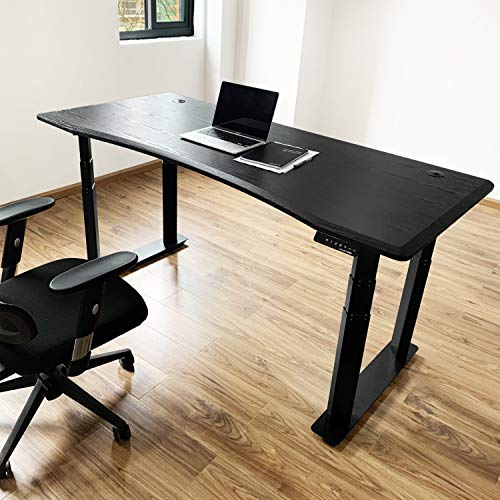 VWINDESK VJ401 Electric Height Adjustable Standing Corner Desk Frame - Four Motors, Memory Keypad (Black)