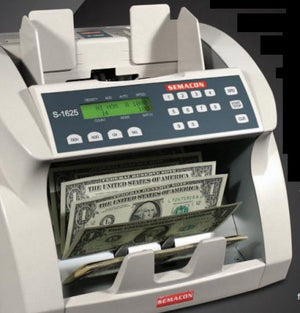 Semacon S-1625 Ultra High-Speed Premium Bank Grade Currency Counter with Ultraviolet and Magnetic Counterfeit Detection; Counting Mode, Adding Mode and Memory; 1000/1200/1500/1800 Notes per Minute