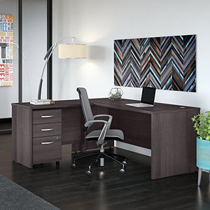 Studio C 72W x 30D L Shaped Desk with Mobile File Cabinet and 42W Return in Storm Gray