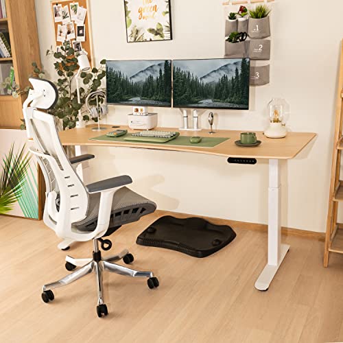 FinerCrafts Electric Standing Desk 71" x 32" Dual-Motor Height Adjustable Home Office Desk - Natural Maple/White