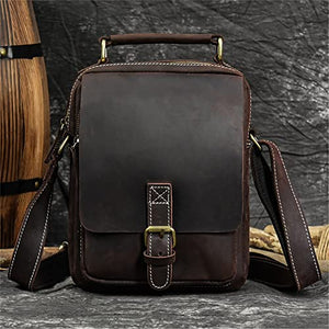 YZBMH Handmade Retro Men's Handbag Business Messenger Bag Casual Men's Bag Old Briefcase (Color : A, Size : 27 * 21 * 8cm)