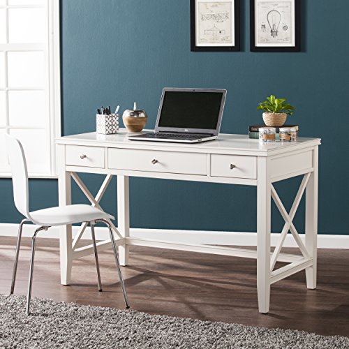 Furniture HotSpot - White Writing Desk - Farmhouse Style - 48" W x 24" D x 30.75" H