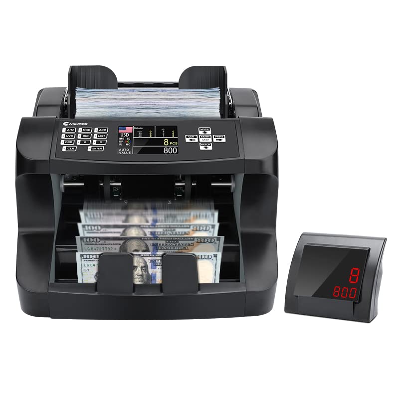 Cashtek N10 Money Counter Machine Mixed Denomination, Bill Value Counting for US Dollar with UV/MG/IR Counterfeit Detection, Small Business Commercial use