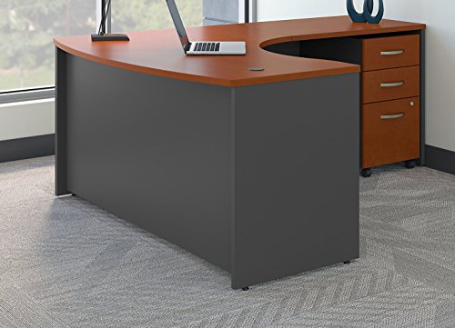 Bush Business Furniture Series C Right Handed L Shaped Desk with Mobile File Cabinet in Auburn Maple