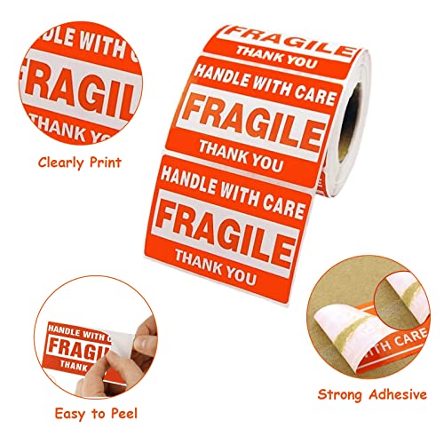 SJPACK 40000 Fragile Stickers 80 Rolls 2" x 3" Fragile - Handle with Care - Thank You Shipping Labels Stickers (500 Labels / Roll)