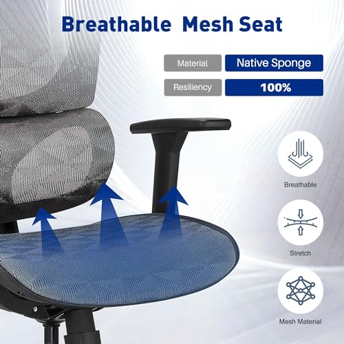 Actfull Mesh Seat Computer Chair with Easy Wire-line Control and Headrest