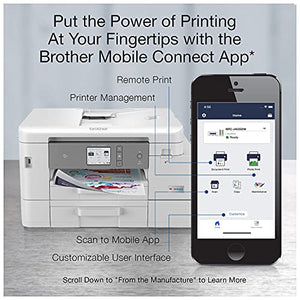 Brother INKvestment Tank MFC-J4535DWB Wireless Color All-in-One Inkjet Printer - Print Copy Scan Fax - 20 ppm, 4800 x 1200 dpi, 2.7" Touchscreen, Auto Duplex Print, 20-sheet ADF, Tillsiy Printer Cable