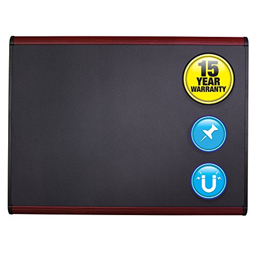 Quartet Prestige Plus Magnetic Fabric Bulletin Board, 6 x 4 Feet, Black with Mahogany Frame (MB547M)