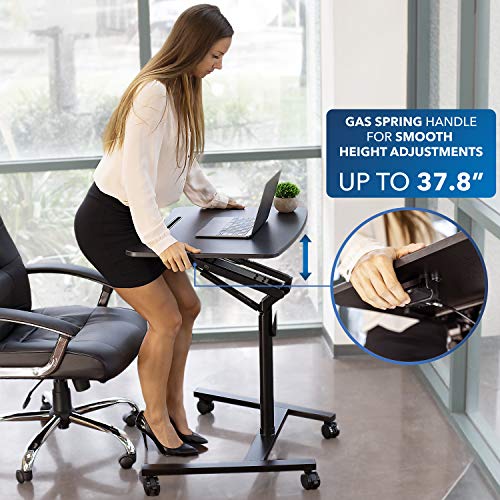 Mount-It! Mobile Standing Laptop Desk with Gas Spring Lift Mechanism, Black