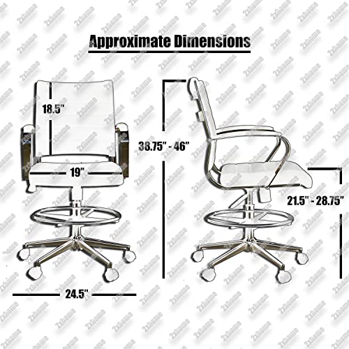 2xhome Modern Adjustable Designer Ergonomic Drafting Chair Set of 2 with Ribbed Arms (Black)