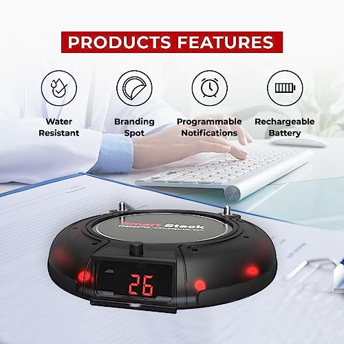 PagerTec Wireless Coaster Paging System for Restaurants, Hospitals, Offices & Hotels | 1 Transmitter, 2 Charging Bases, 30 Long Range Pagers