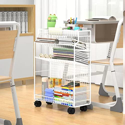 Desk-Side Small Bookshelf with Wheels (OneColor, 47 * 17 * 40cm)