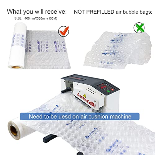 Air Cushion Machine + Packaging Air Bags Film 490', Fast Speed No Warm Up, Inflatable Packaging Air Pillows Roll Packing Supplies for Small Business