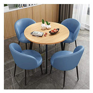 UsmAsk Round Leather Office Table and Chair Set (Blue)
