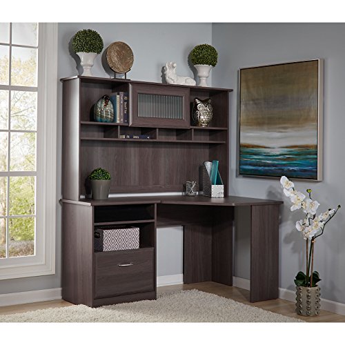 Bush Furniture Cabot Corner Desk with Hutch in Heather Gray
