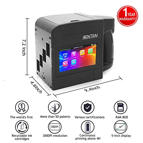 BENTSAI B80 Handheld Inkjet Printer,Large Character Inkjet Printer, Print Height up to 3.93"/100mm, Use for Logo, Painting or DIY on Water-Absorbing Material