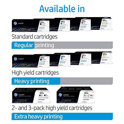 HP 201X Toner Cartridge Cyan, Yellow & Magenta High Yield, 3 Toner Cartridges (CF401X, CF402X, CF403X) for HP Color LaserJet Pro M252dw M277 MFP M277c6 M277dw MFP 277dw