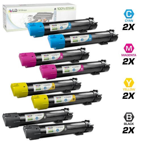 LD Remanufactured Replacements for Dell 8PK HY Toner Cartridges Includes:2 330-5846 BLK, 2 330-5850 C, 2 330-5843 M, 2 330-5852 Y for use in Dell Color Laser 5120cdn, 5130cdn, 5140cdn
