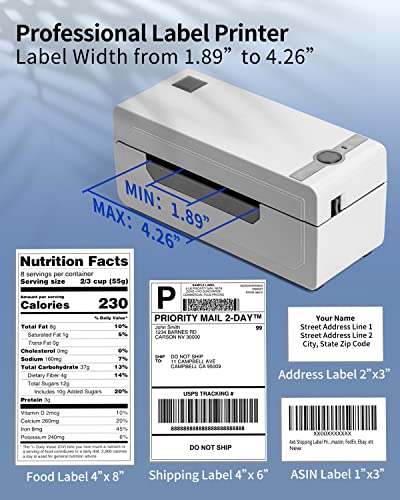 HD Thermal Shipping Label Printer for Shipping Packages - Mini Desktop Label Printers for Thermal Printer Labels - Thermal Label Printer for PC&MAC, 4x6 Shipping Label Printer for Small Business -Grey