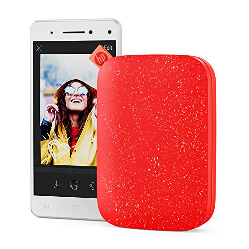 HP Sprocket 200 Portable Photo Printer | Instantly Print 2x3" Sticky-Backed Photos From Your Phone | Cherry Tomato (1AS90A)