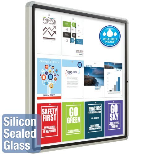 Quartet Enclosed Whiteboard/Dry Erase Board, Magnetic, 38" x 39", 12 Sheets, Outdoor, 1 Swing Door, Aluminum Frame (EEHM3938)