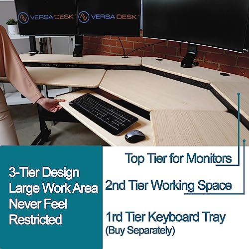 VERSADESK Foundry Split Level Corner Standing Desk, Electric Height Adjustable, Bamboo Surface